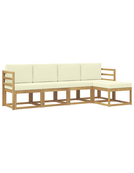 Set di divani da esterno con cuscino 5 pcs Bianco e Crema