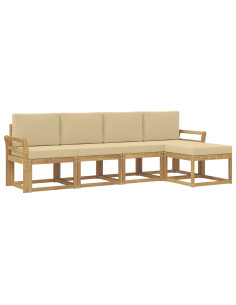 Set di divani da esterno con cuscino 5 pcs Bianco e Beige 2