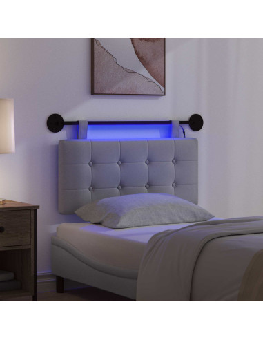 Testiera sospesa Con luce LED Grigio Chiaro Tessuto