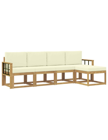 Set di divani da esterno con cuscino 5 pcs Bianco e Crema