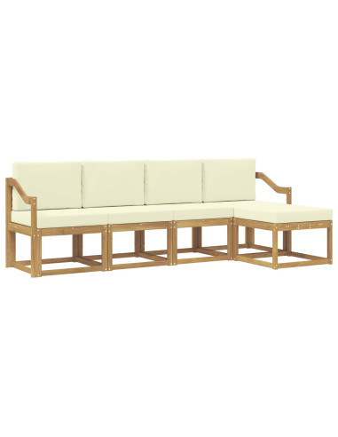 Set di divani da esterno con cuscino 5 pcs Bianco e Crema