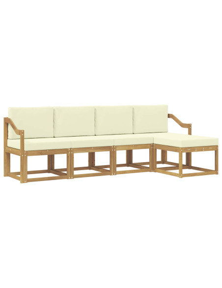 Set di divani da esterno con cuscino 5 pcs Bianco e Crema