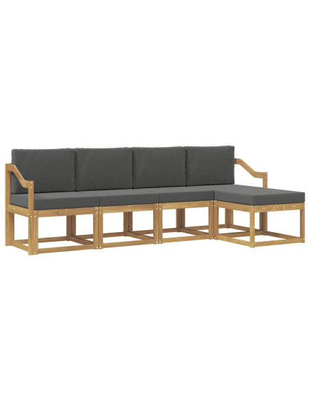 Set di divani da esterno con cuscino 5 pcs Bianco e Antracite