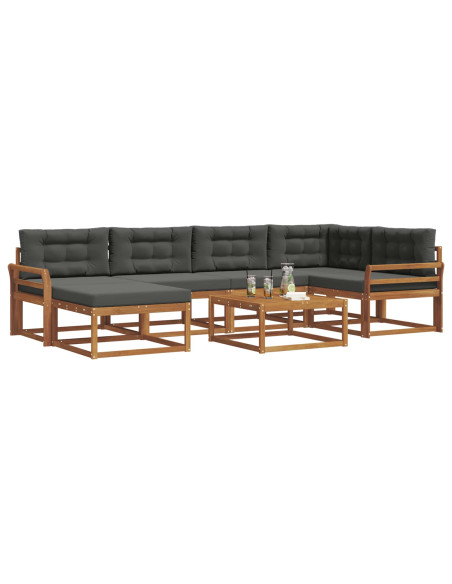 Set di divani da esterno con cuscino 7 pcs Naturale e Antracite