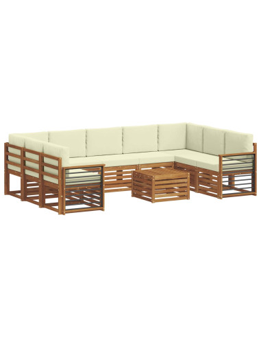 Set divani 10 pcs Naturale e Crema Legno di Acacia Massello