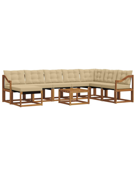 Set di divani da esterno con cuscino 9 pcs Naturale e Beige