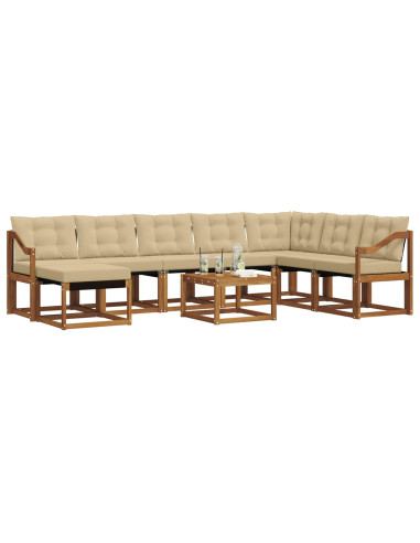 Set di divani da esterno con cuscino 9 pcs Naturale e Beige