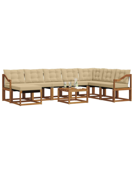 Set di divani da esterno con cuscino 9 pcs Naturale e Beige