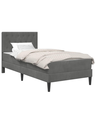 Struttura letto con materasso Grigio scuro 90 x 190 cm Velluto