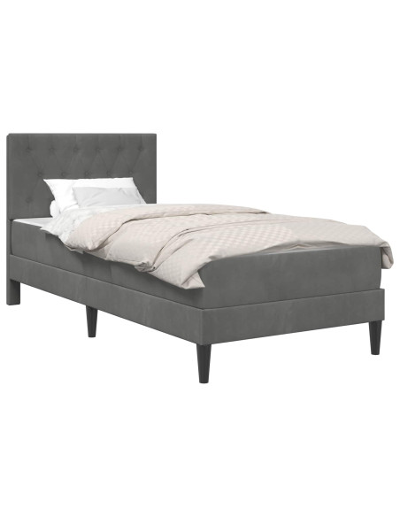 Struttura letto con materasso Grigio scuro 90 x 190 cm Velluto