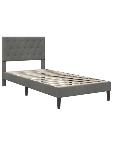 Struttura letto con materasso Grigio scuro 90 x 190 cm Velluto