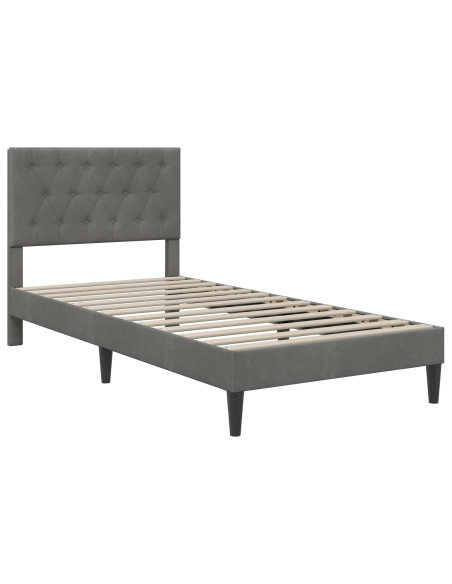 Struttura letto con materasso Grigio scuro 90 x 190 cm Velluto