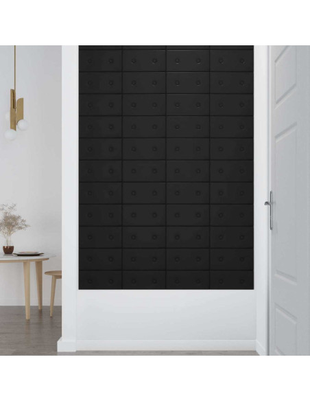 Testiera da Parete 12 pcs Nero 30 x 15 cm Pelle Sintetica