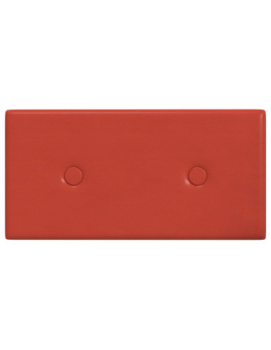 Testiera da Parete 12 pcs Rosso 30 x 15 cm Pelle Sintetica