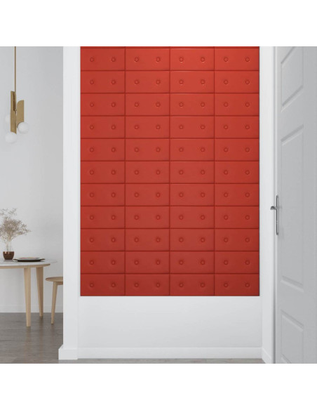 Testiera da Parete 12 pcs Rosso 30 x 15 cm Pelle Sintetica