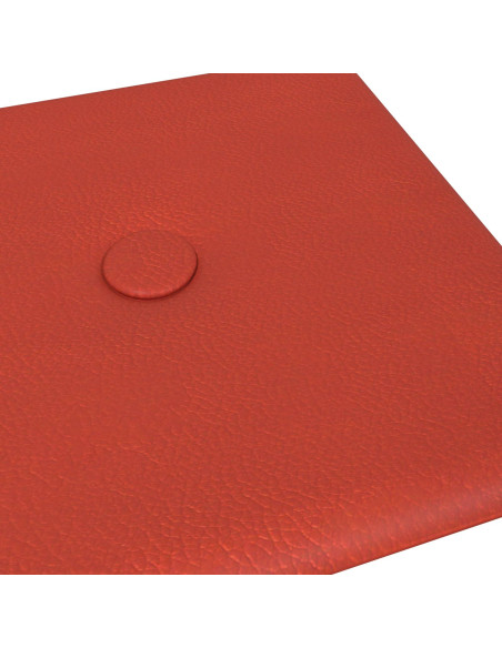 Testiera da Parete 12 pcs Rosso 30 x 15 cm Pelle Sintetica