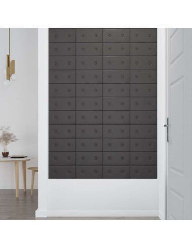 Testiera da Parete 12 pcs Grigio 30 x 15 cm Pelle Sintetica