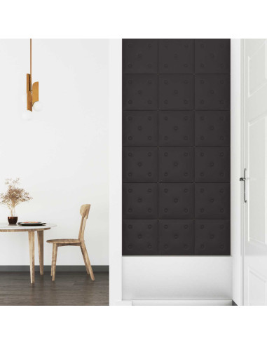 Testiera da Parete 12 pcs Nero 30 x 30 cm Pelle Sintetica