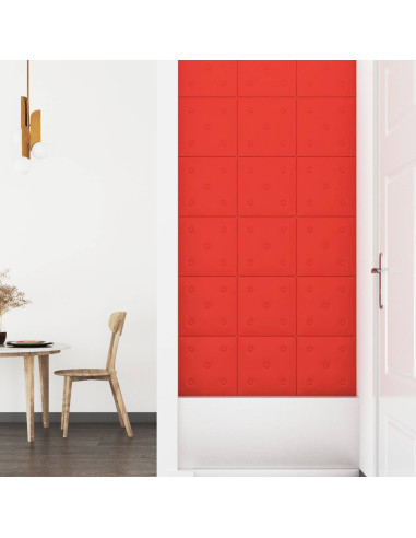 Testiera da Parete 12 pcs Rosso 30 x 30 cm Pelle Sintetica