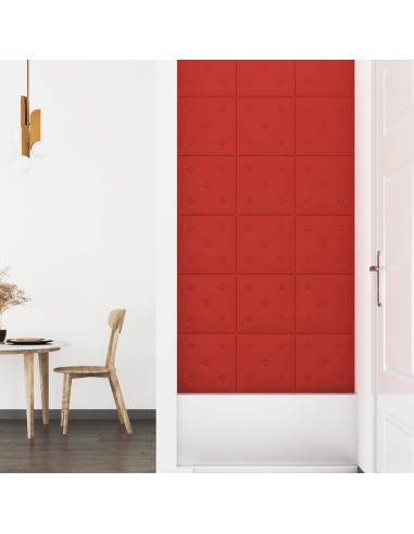 Testiera da Parete 12 pcs Rosso Vino 30 x 30 cm Pelle Sintetica