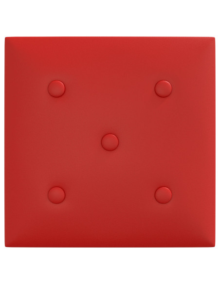 Testiera da Parete 12 pcs Rosso Vino 30 x 30 cm Pelle Sintetica