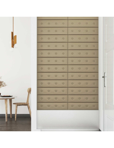 Testiera da Parete 12 pcs Cappuccino 60 x 15 cm Pelle Sintetica