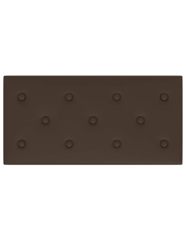 Testiera da Parete 12 pcs Marrone 60 x 30 cm Pelle Sintetica