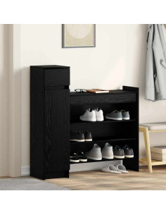Mobile per scarpe con cassetto Rovere Nero 100,5 x 28 x 100 cm
