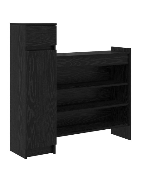 Mobile per scarpe con cassetto Rovere Nero 100,5 x 28 x 100 cm