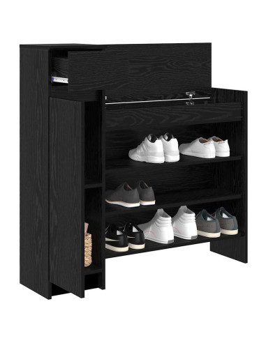 Mobile per scarpe con cassetto Rovere Nero 100,5 x 28 x 100 cm