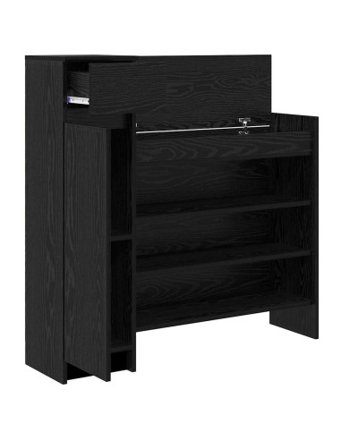 Mobile per scarpe con cassetto Rovere Nero 100,5 x 28 x 100 cm