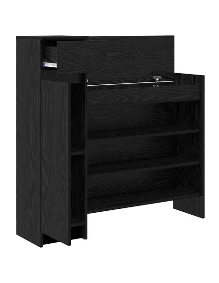 Mobile per scarpe con cassetto Rovere Nero 100,5 x 28 x 100 cm