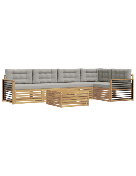 Set di divani da esterno 6 pcs Bianco e Grigio Chiaro