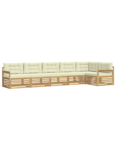 Set di divani da esterno 6 pcs Bianco e Crema Poliestere 2
