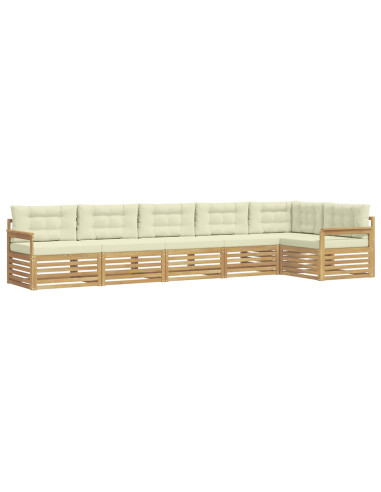 Set di divani da esterno 6 pcs Bianco e Crema Poliestere