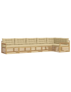 Set di divani da esterno 6 pcs Bianco e Beige Poliestere 2