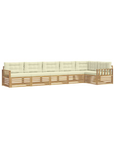 Set di divani da esterno 6 pcs Bianco e Crema Poliestere 2