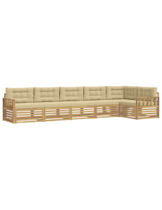 Set di divani da esterno 6 pcs Bianco e Beige Poliestere 2