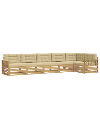 Set di divani da esterno 6 pcs Bianco e Beige Poliestere