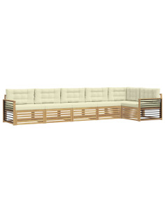 Set di divani da esterno 6 pcs Bianco e Crema Poliestere 2