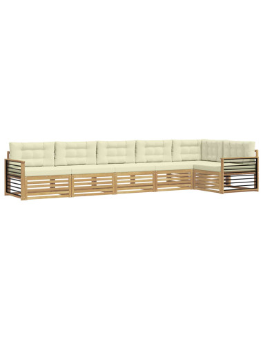 Set di divani da esterno 6 pcs Bianco e Crema Poliestere
