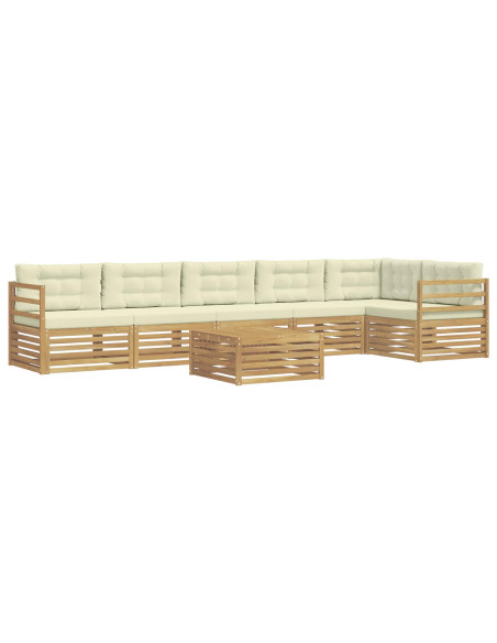 Set di divani da esterno 7 pcs Bianco e Crema Poliestere