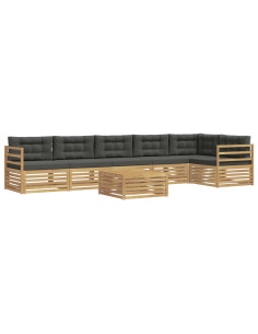 Set di divani da esterno 7 pcs Bianco e Antracite Poliestere 2