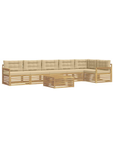 Set di divani da esterno con cuscino 7 pcs Bianco e Beige 2