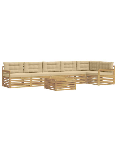 Set di divani da esterno con cuscino 7 pcs Bianco e Beige