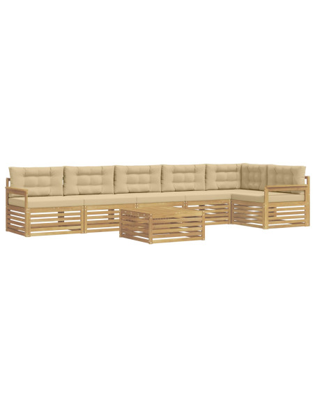 Set di divani da esterno con cuscino 7 pcs Bianco e Beige