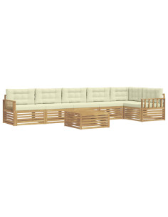 Set di divani da esterno con cuscino 7 pcs Bianco e Crema 2
