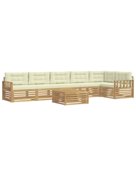 Set di divani da esterno con cuscino 7 pcs Bianco e Crema