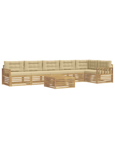 Set di divani da esterno con cuscino 7 pcs Bianco e Beige 2
