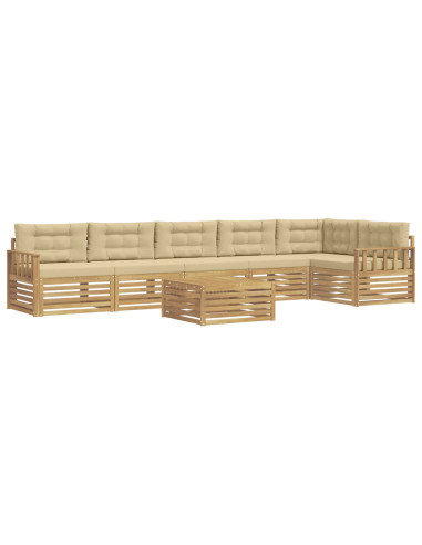 Set di divani da esterno con cuscino 7 pcs Bianco e Beige